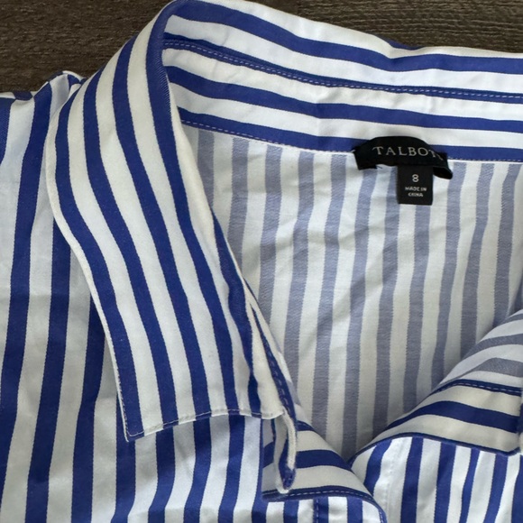 Talbots Blue and White Striped Shirt. New! 100% cotton. - Picture 7 of 11